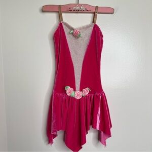 Costume Gallery Dance Outfit Pink Velvety Sparkly Flowers Child Size Small